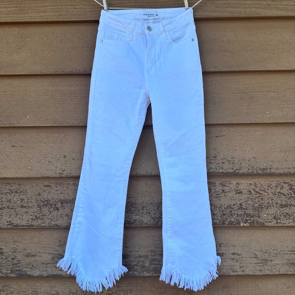 Just Black Denim White Frayed Hem Womens Jeans Size 25 Made In USA